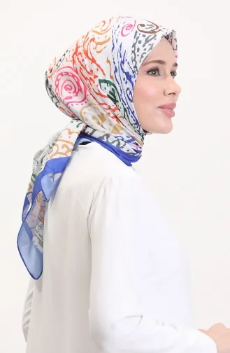 Desenli Soft Eşarp 70243-08 Saks Şekerpembe