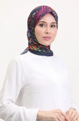 وشاح ناعم منقوش 70243-10 أزرق داكن أخضر فستقي 70243-10