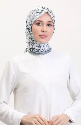 Desenli Soft Eşarp 70243-11 Gri Füme