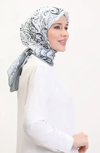 Desenli Soft Eşarp 70243-11 Gri Füme
