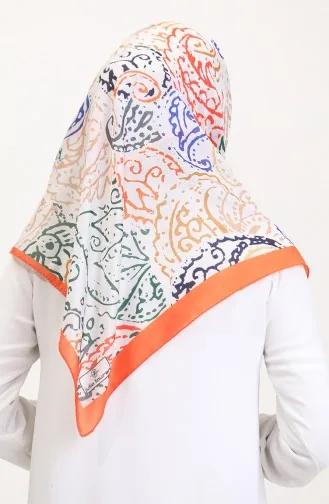 Patterned Soft Scarf 70243-13 Orange Green 70243-13
