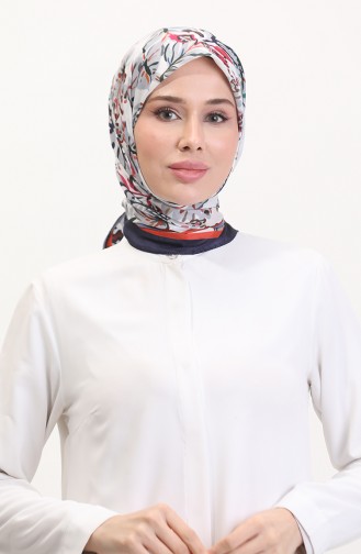 Desenli Soft Eşarp 70245-01 Lacivert Oranj