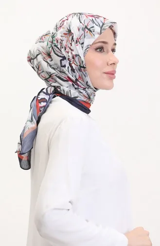 Desenli Soft Eşarp 70245-01 Lacivert Oranj