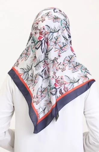 Desenli Soft Eşarp 70245-01 Lacivert Oranj