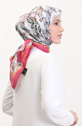 Desenli Soft Eşarp 70245-02 Fuşya Yeşil