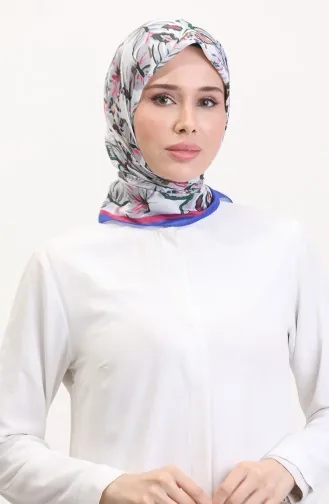 Desenli Soft Eşarp 70245-03 Saks Fuşya