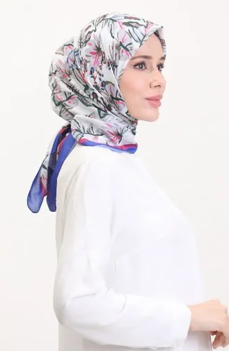 Desenli Soft Eşarp 70245-03 Saks Fuşya