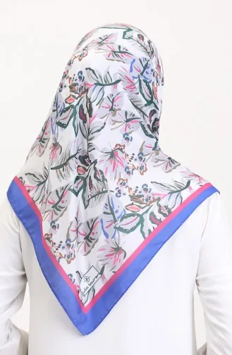 Desenli Soft Eşarp 70245-03 Saks Fuşya