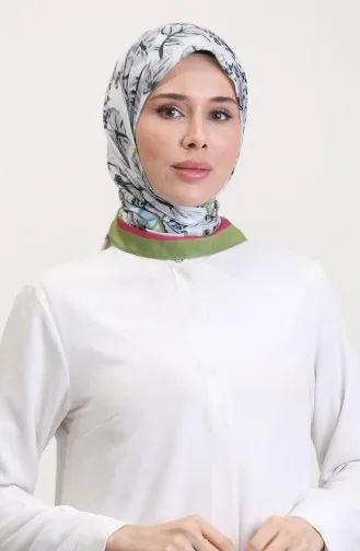 Desenli Soft Eşarp 70245-07 Fıstık Yeşili Gri