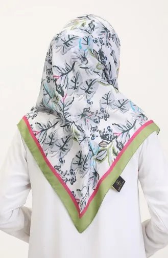 Desenli Soft Eşarp 70245-07 Fıstık Yeşili Gri