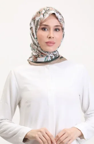 Patterned Soft Scarf 70245-09 Milky Coffee Green 70245-09
