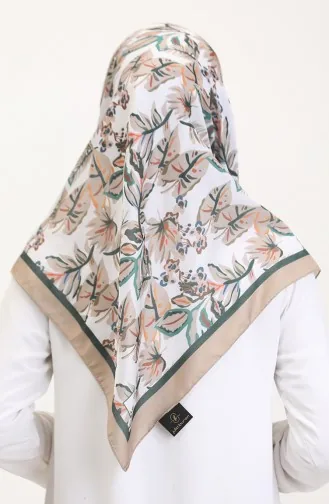 Patterned Soft Scarf 70245-09 Milky Coffee Green 70245-09