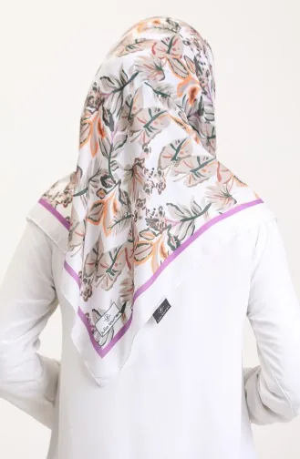 Desenli Soft Eşarp 70245-10 Ekru Eflatun