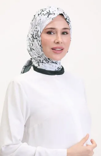 Desenli Soft Eşarp 70247-05 Koyu Yeşil Gri