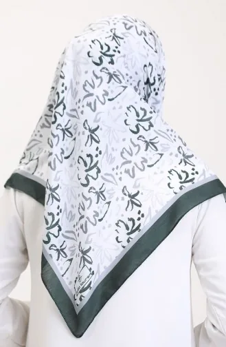 Desenli Soft Eşarp 70247-05 Koyu Yeşil Gri