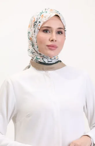 Écharpe Douce à Motifs 70247-06 Beige Vert émeraude 70247-06