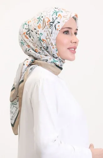 Écharpe Douce à Motifs 70247-06 Beige Vert émeraude 70247-06