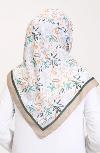 Écharpe Douce à Motifs 70247-06 Beige Vert émeraude 70247-06