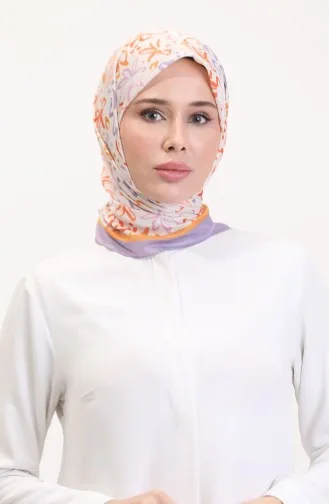 Desenli Soft Eşarp 70247-07 Lila Oranj