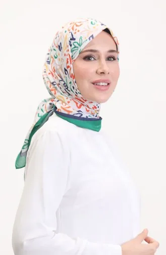 Patterned Soft Scarf 70247-09 Grass Green Orange 70247-09