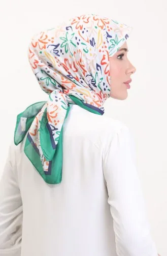 Patterned Soft Scarf 70247-09 Grass Green Orange 70247-09