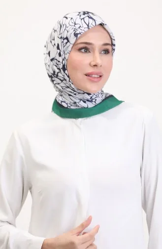 Desenli Soft Eşarp 70249-01 Çimen Yeşili Lacivert