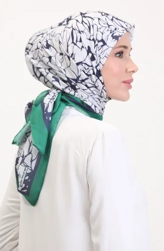 Desenli Soft Eşarp 70249-01 Çimen Yeşili Lacivert