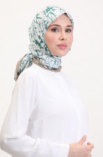 Desenli Soft Eşarp 70249-02 Bej Yeşil