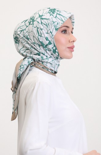 Desenli Soft Eşarp 70249-02 Bej Yeşil
