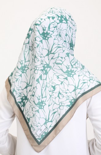 Desenli Soft Eşarp 70249-02 Bej Yeşil