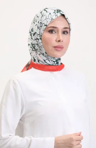 Desenli Soft Eşarp 70249-03 Oranj Haki