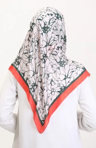 Desenli Soft Eşarp 70249-04 Oranj Koyu Yeşil