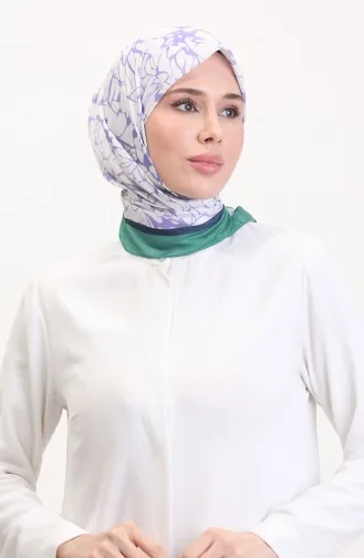 وشاح ناعم منقوش 70249-05 لون أخضر أرجواني 70249-05