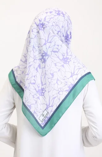 وشاح ناعم منقوش 70249-05 لون أخضر أرجواني 70249-05
