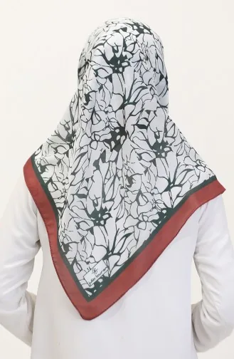 Desenli Soft Eşarp 70249-06 Kiremit Koyu Yeşil