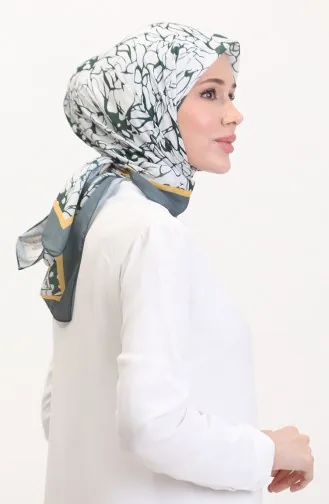 Desenli Soft Eşarp 70249-07 Füme Koyu Yeşil