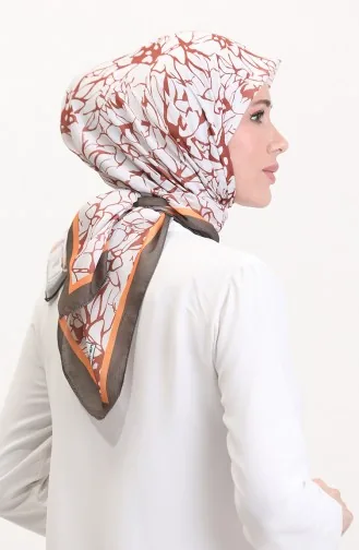 وشاح ناعم منقوش 70249-09 لون كاكي داكن 70249-09