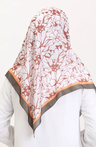 وشاح ناعم منقوش 70249-09 لون كاكي داكن 70249-09