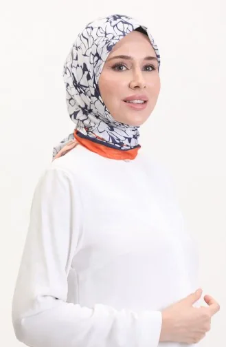 Patterned Soft Scarf 70249-10 Orange Navy Blue 70249-10