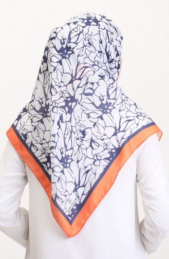 Desenli Soft Eşarp 70249-10 Turuncu Lacivert