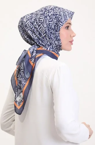 Desenli Soft Eşarp 70259-08 Lacivert