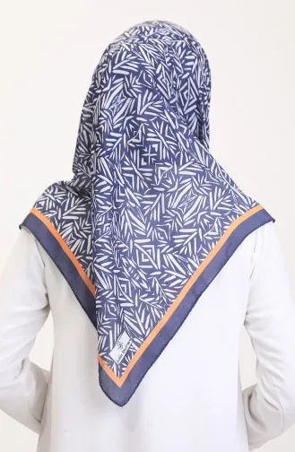 Desenli Soft Eşarp 70259-08 Lacivert