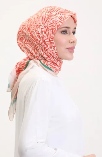 Desenli Soft Eşarp 70259-09 Krem Oranj