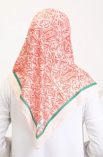 Desenli Soft Eşarp 70259-09 Krem Oranj