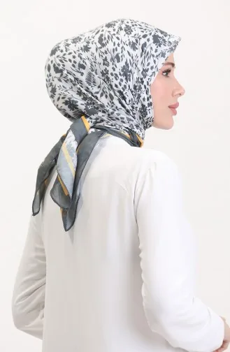 Desenli Soft Eşarp 70261-01 Füme Sarı