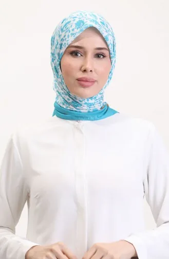 وشاح ناعم منقوش 70261-02 برتقالي فيروزي 70261-02