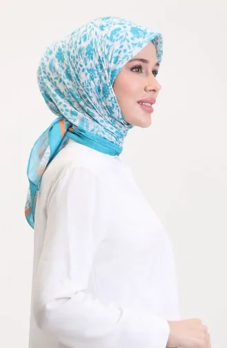 وشاح ناعم منقوش 70261-02 برتقالي فيروزي 70261-02