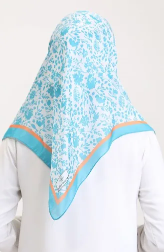 وشاح ناعم منقوش 70261-02 برتقالي فيروزي 70261-02
