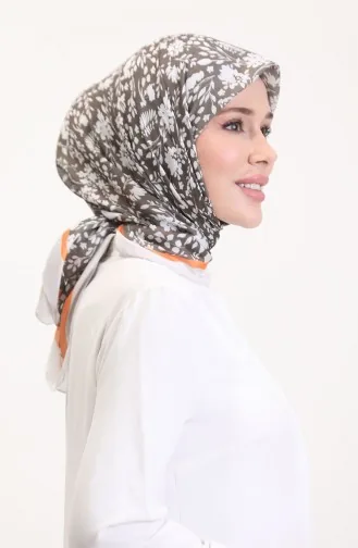 Desenli Soft Eşarp 70261-03 Ekru Kahverengi