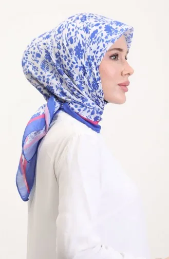 Desenli Soft Eşarp 70261-04 Saks Pembe